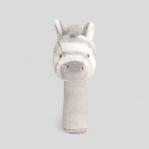 Grey plush zebra rattle toy