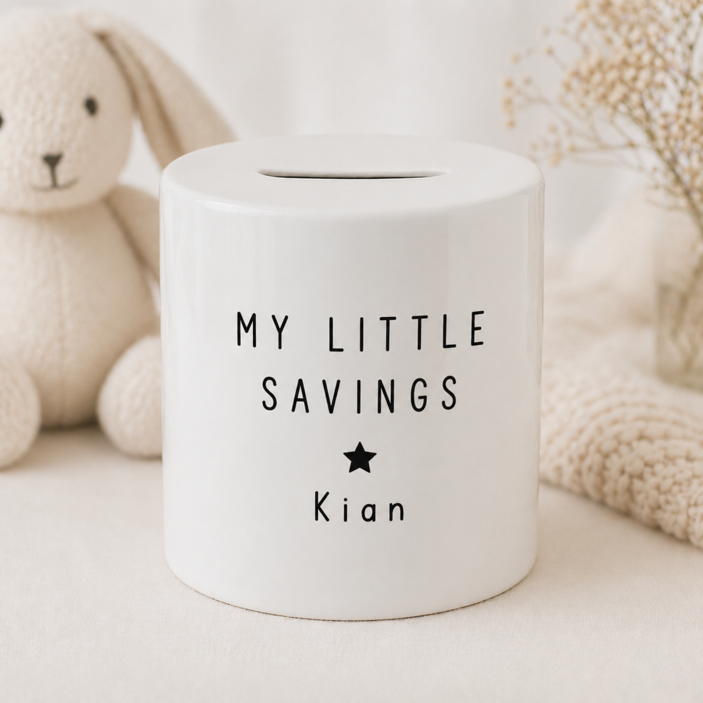 Personalised My Little Savings ceramic money box for baby