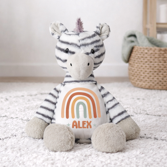 personalised zebra plush toy personalised baby gift