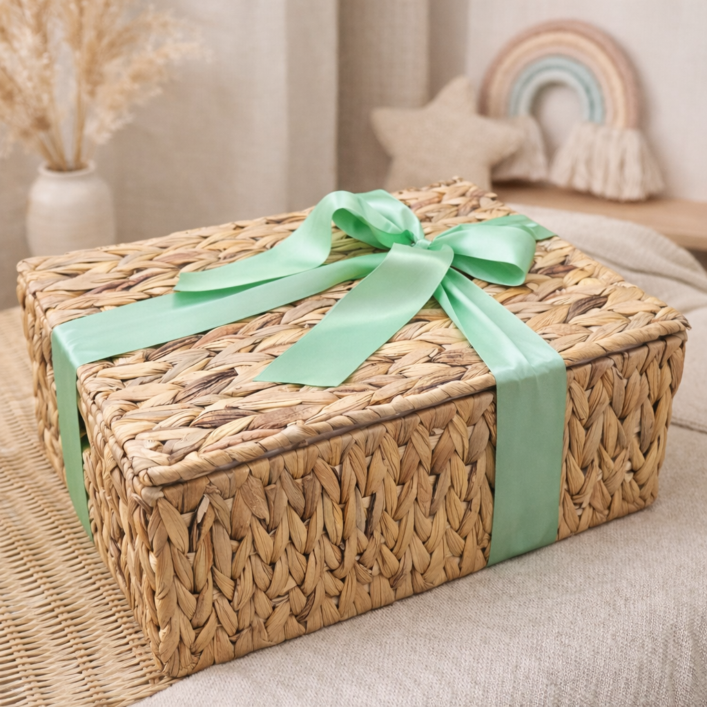 Build your own baby hamper in water hyacinth basket
