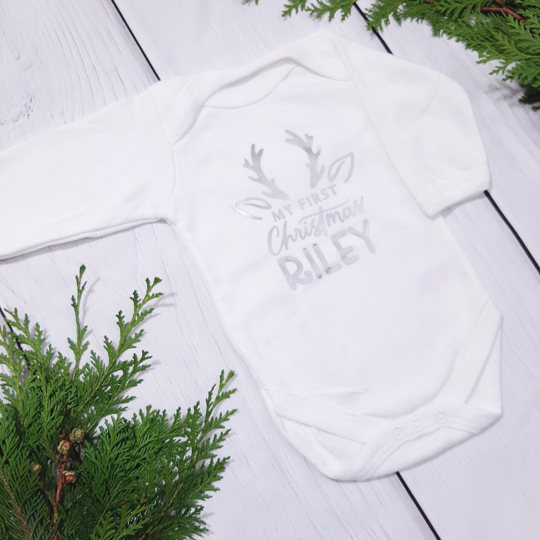 Unisex Personalised My First Christmas Bodysuit