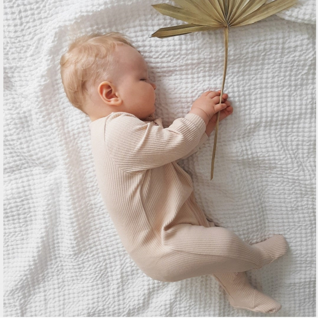 Shortbread Zip Up Sleepsuit Ribbed Romper Babygrow