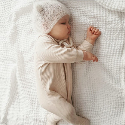 Shortbread Zip Up Sleepsuit Ribbed Romper Babygrow