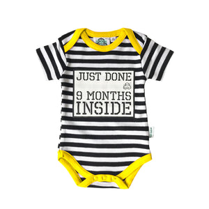 New Born gift -Just Done 9 Months Inside® Vest Yellow