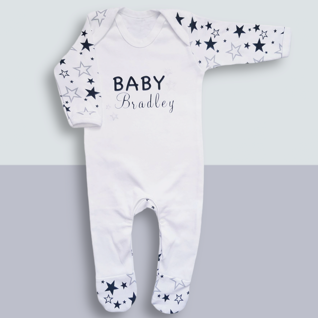 Personalised baby sleepsuit -  Personalised Baby Gifts - Ema and Boo