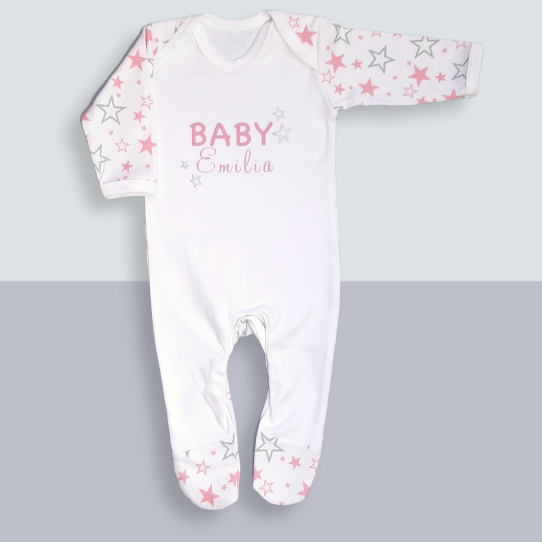Personalised baby girl gifts - Personalised Sleepsuit - Ema and Boo