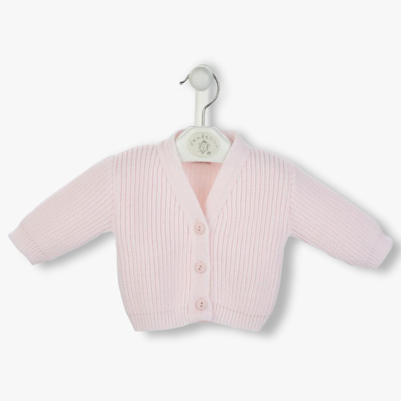 Pink Ribbed Knitted Cardigan