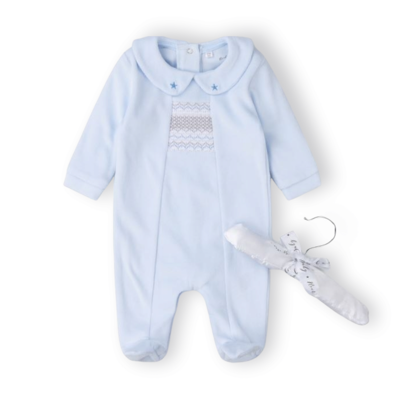 Velour Star & Smock Pleated Sleepsuit