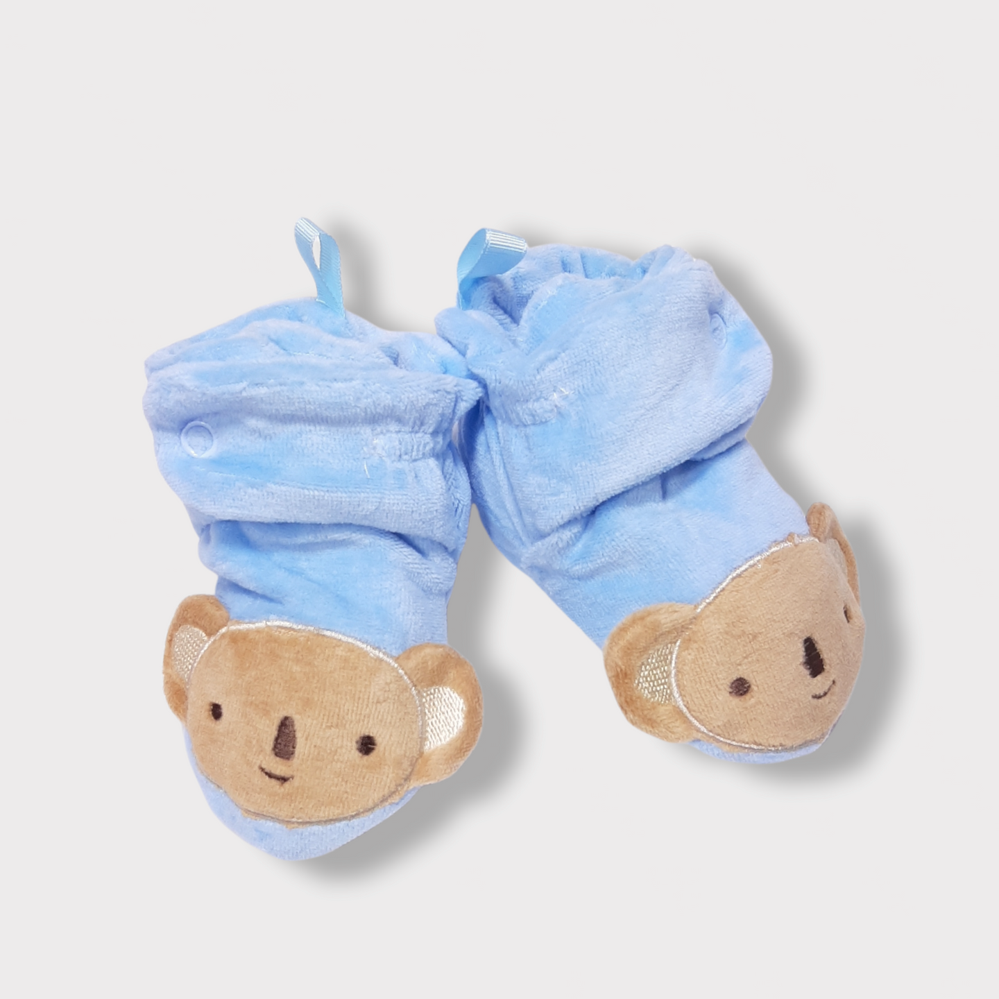 Baby Koala Velour Booties in Blue