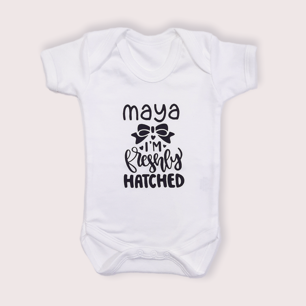 Freshly Hatched Personalised Baby Girls Bodysuit