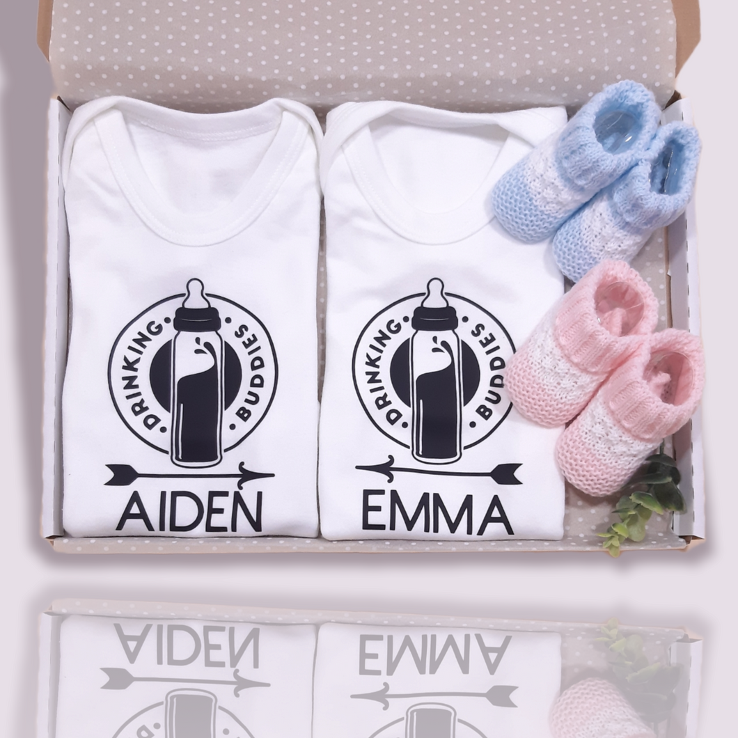 Ema and Boo Personalised Letter Box Gift Set for Baby Twins