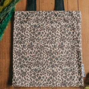 Cotton Canvas Leopard Print Shopper Tote Bag