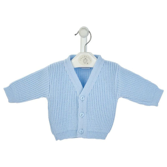Blue Ribbed Knitted Cardigan