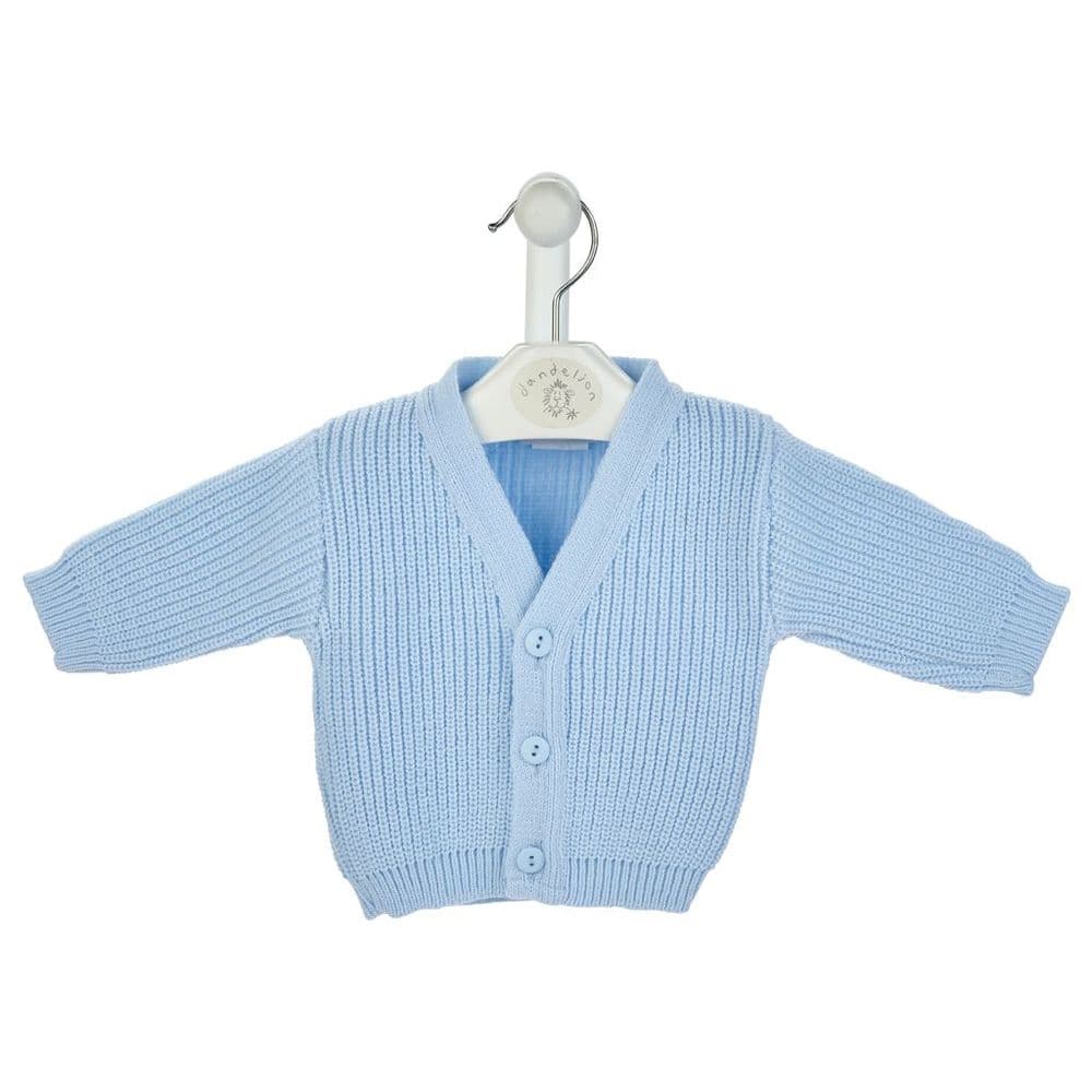 Blue Ribbed Knitted Cardigan