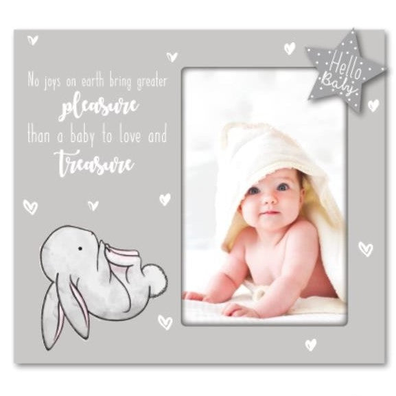 Wooden Baby Photo Frame Grey