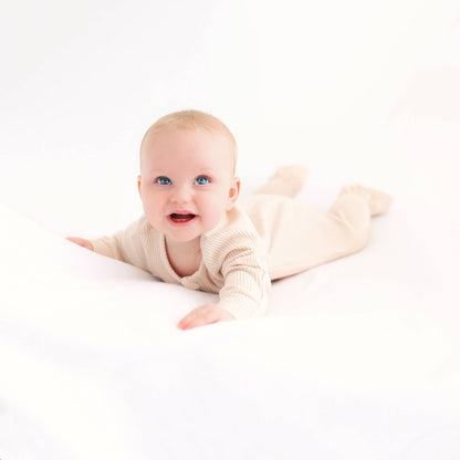 Shortbread Zip Up Sleepsuit Ribbed Romper Babygrow