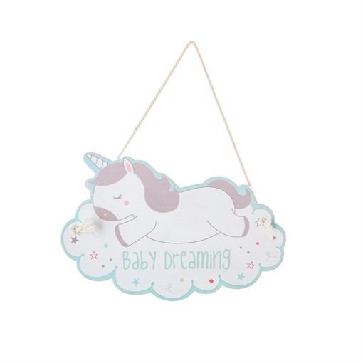 Evie Unicorn Baby Room Hanging Plaque